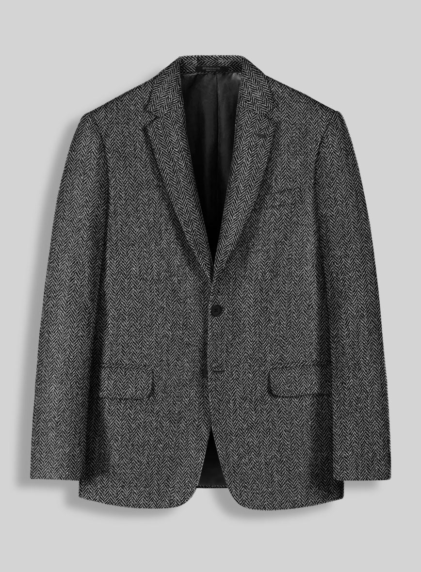 Harris Tweed Dark Gray Herringbone Suit - StudioSuits