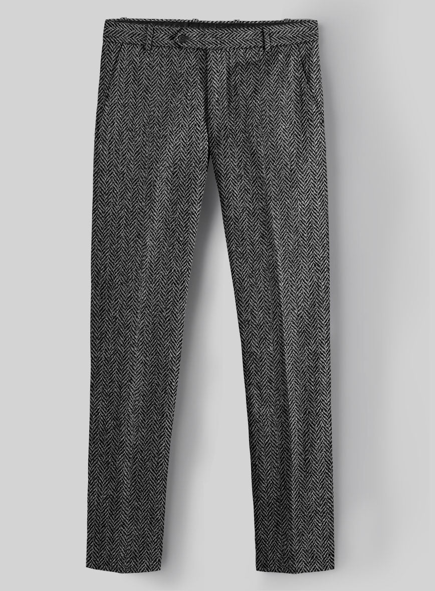 Harris Tweed Dark Gray Herringbone Suit - StudioSuits