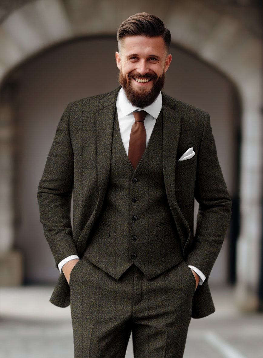 Harris Tweed Dark Green Check Suit - StudioSuits