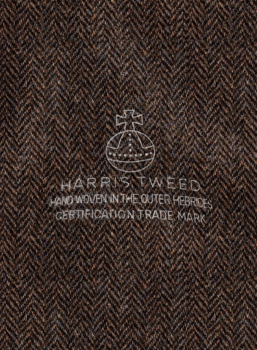 Harris Tweed Dark Brown Herringbone Newsboy Cap - StudioSuits