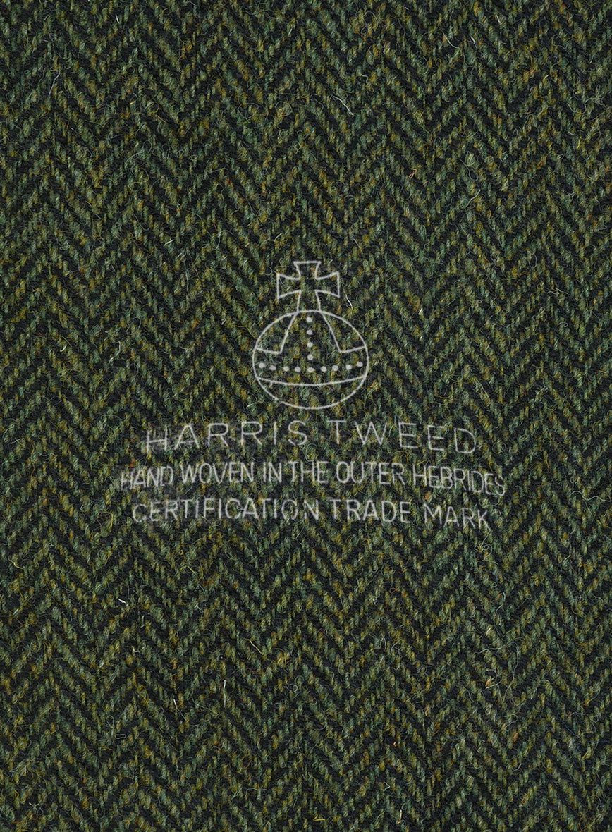 Harris Tweed Forest Green Herringbone Waist Coat - StudioSuits