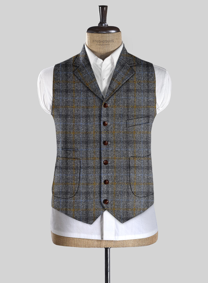 Harris Tweed Gray Checks Hunting Vest - StudioSuits