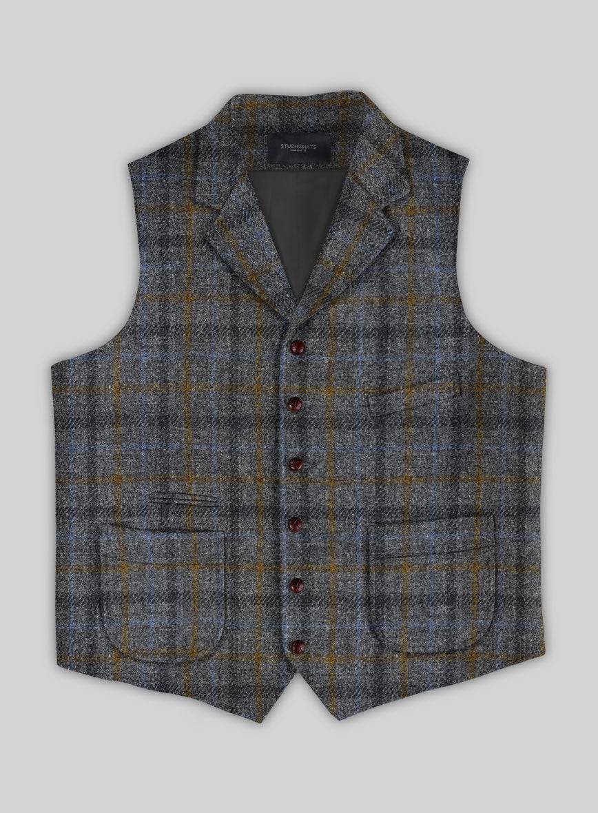Harris Tweed Gray Checks Hunting Vest - StudioSuits