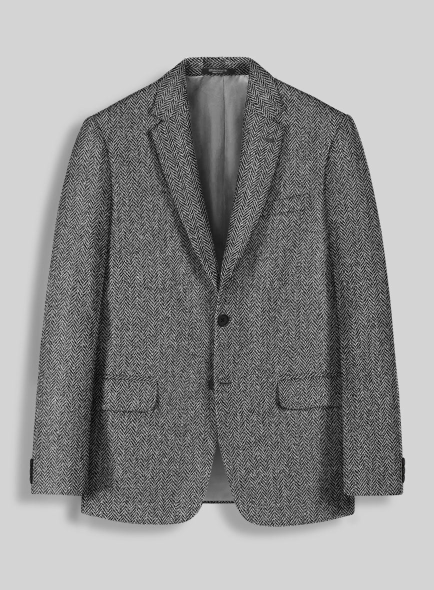 Harris Tweed Gray Herringbone Jacket - StudioSuits