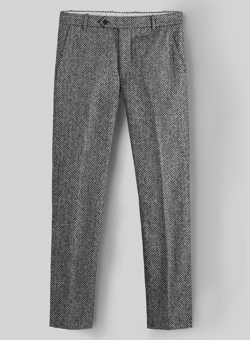 Harris Tweed Gray Herringbone Pants - StudioSuits