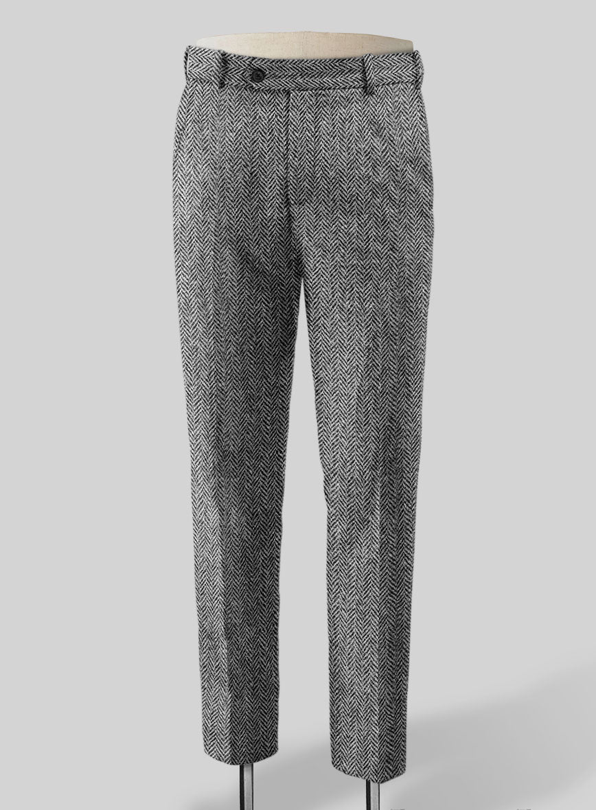 Harris Tweed Gray Herringbone Pants - StudioSuits