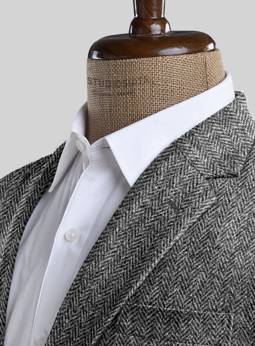 Harris Tweed Gray Herringbone Suit - StudioSuits