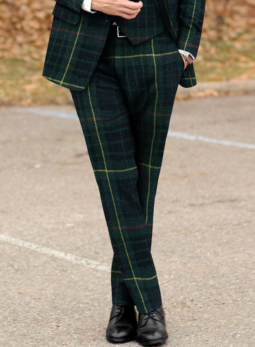 Bow Tie Mens Green Plaid Dress Pants Harris Tweed Dark Green Tartan Pants Bow Tie Mens Green Plaid Dress Pants Harris Tweed Dark Green Tartan Pants