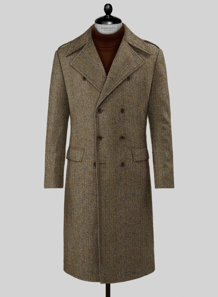 Harris Tweed Hebridean Brown Herringbone GQ Overcoat – StudioSuits