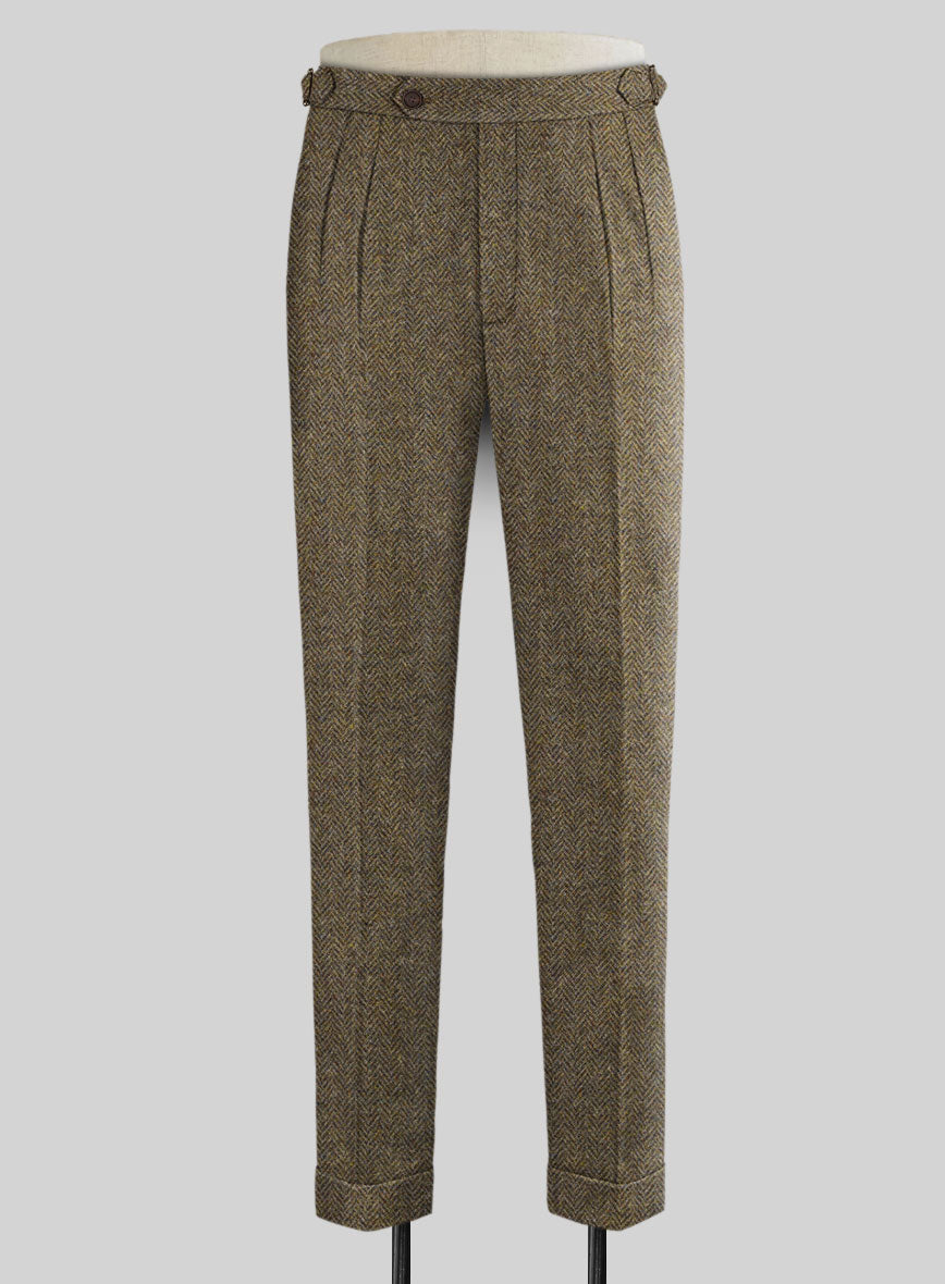 Harris Tweed Hebridean Brown Herringbone Highland Trousers - StudioSuits