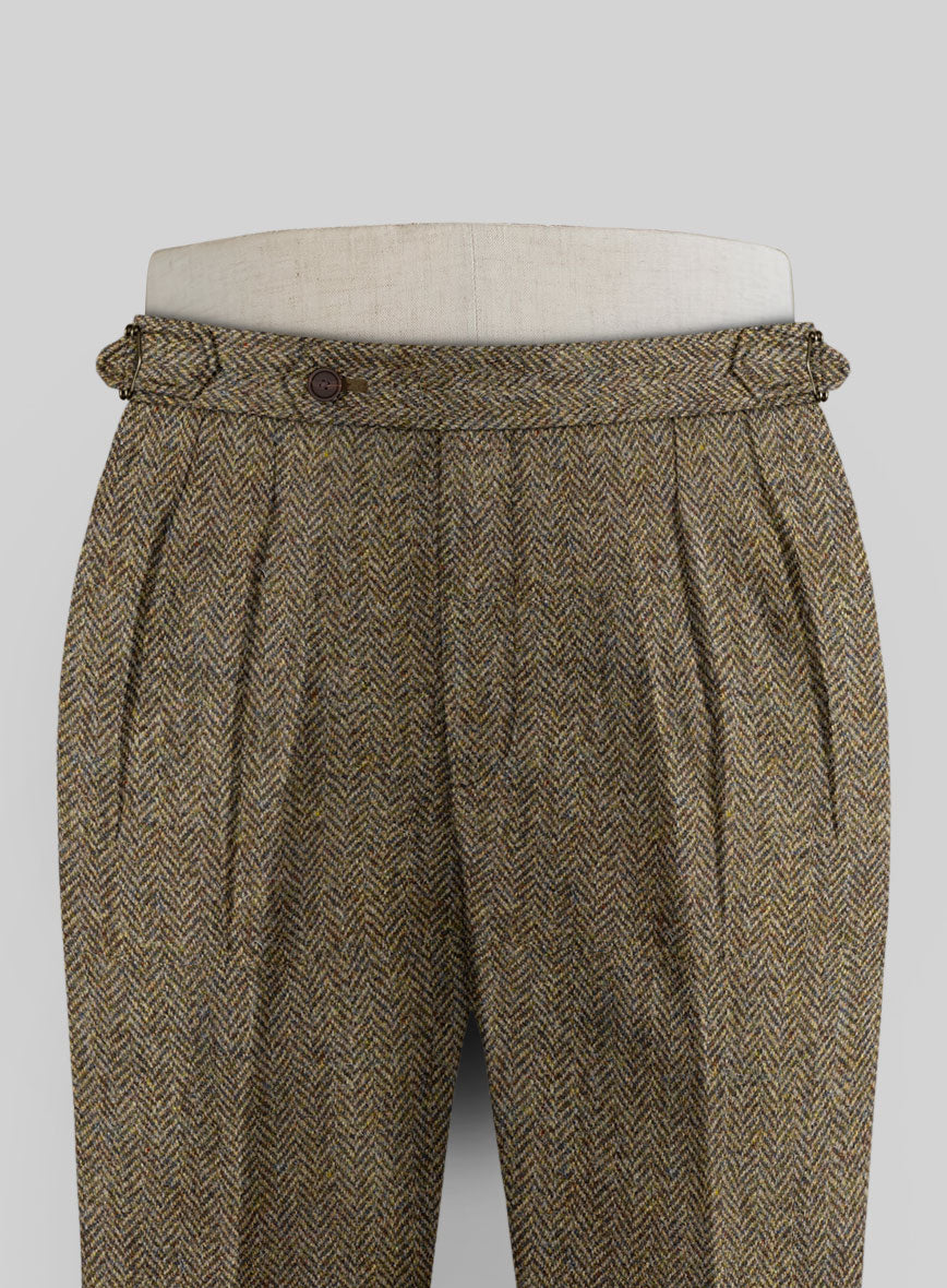 Harris Tweed Hebridean Brown Herringbone Highland Trousers - StudioSuits