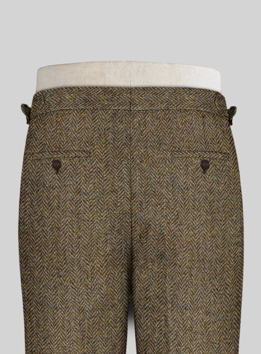 Harris Tweed Hebridean Brown Herringbone Highland Trousers - StudioSuits