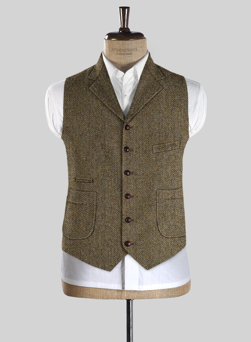 Harris Tweed Hebridean Brown Herringbone Hunting Vest - StudioSuits