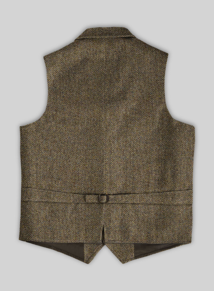 Harris Tweed Hebridean Brown Herringbone Hunting Vest - StudioSuits