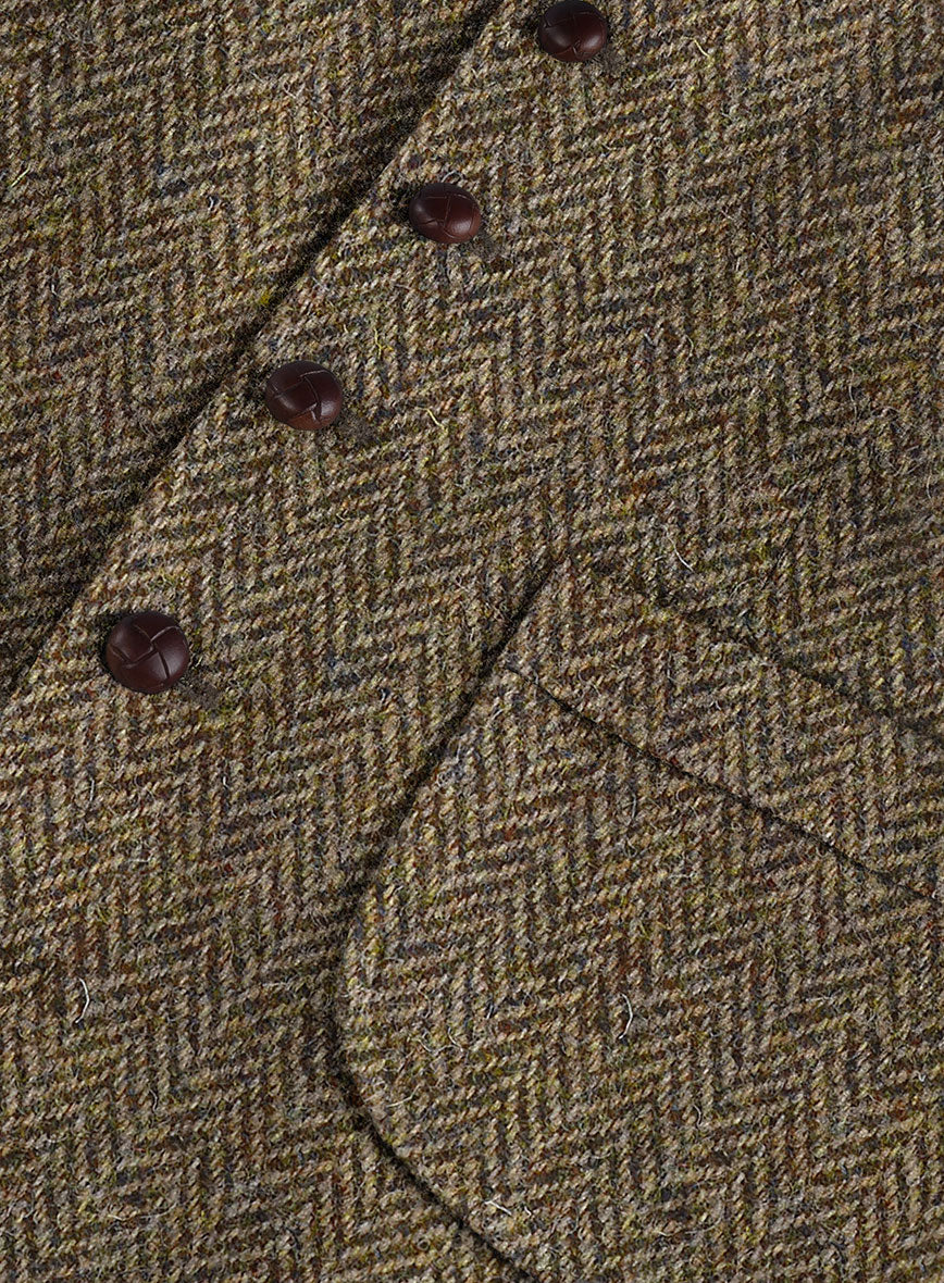 Harris Tweed Hebridean Brown Herringbone Hunting Vest - StudioSuits