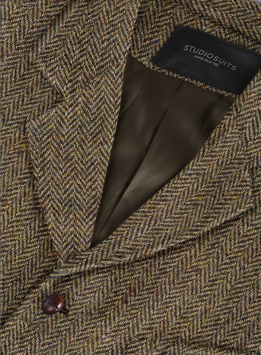 Harris Tweed Hebridean Brown Herringbone Hunting Vest - StudioSuits