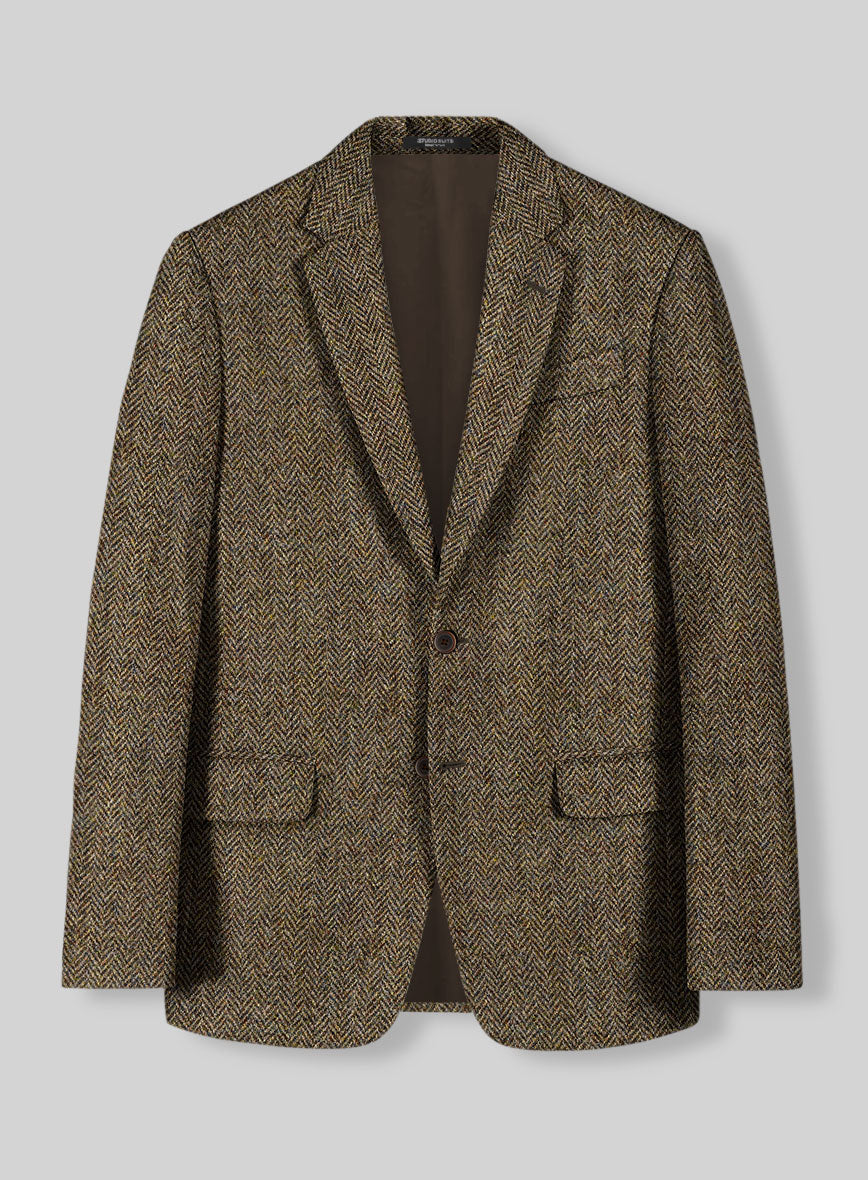 Harris Tweed Hebridean Brown Herringbone Jacket - StudioSuits