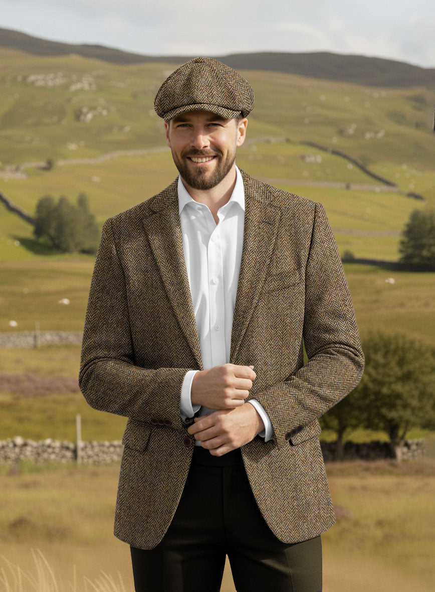 Harris Tweed Hebridean Brown Herringbone Jacket - StudioSuits