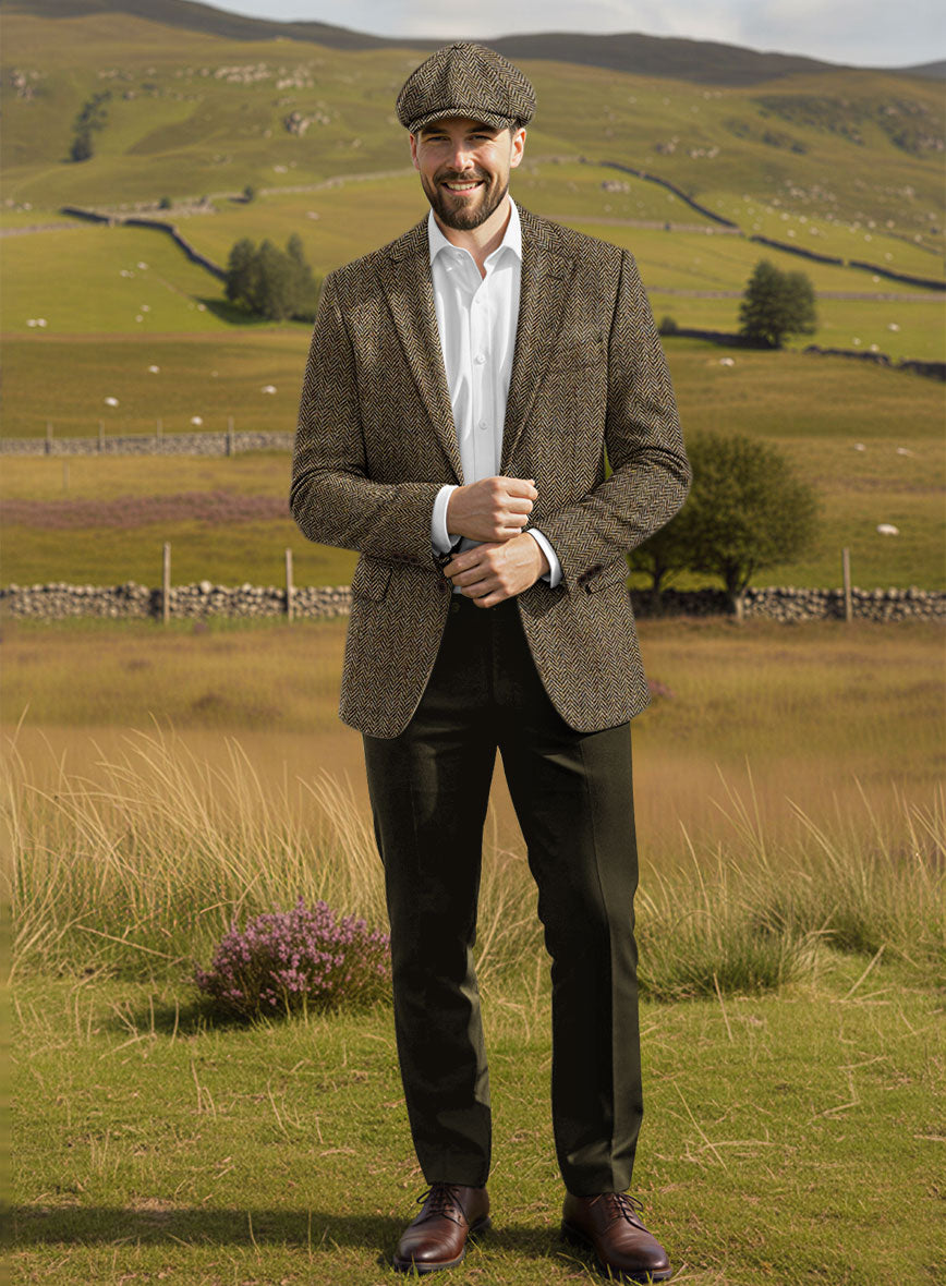Harris Tweed Hebridean Brown Herringbone Jacket - StudioSuits