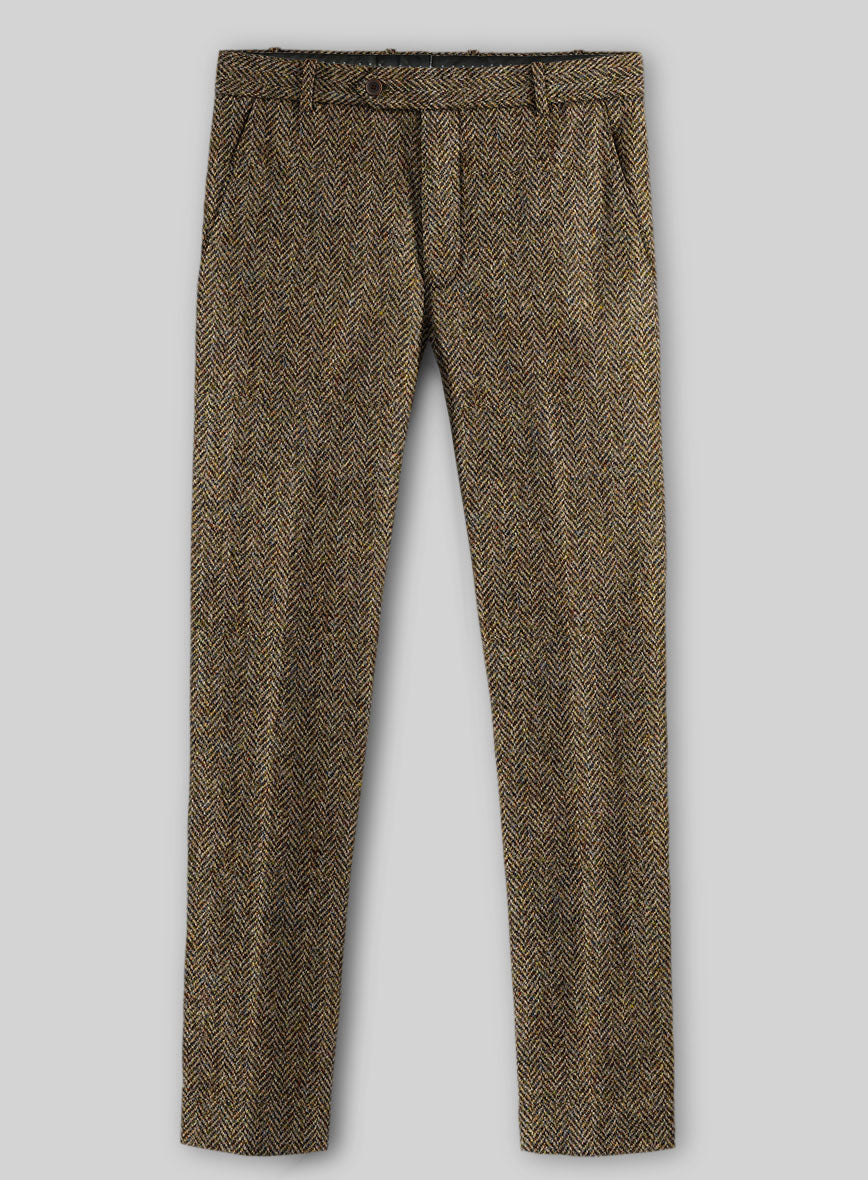 Harris Tweed Hebridean Brown Herringbone Pants - StudioSuits