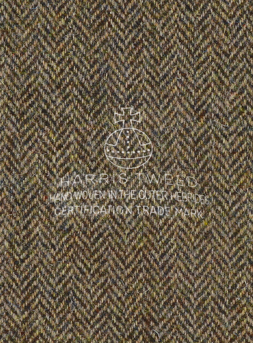 Harris Tweed Hebridean Brown Herringbone Pea Coat - StudioSuits