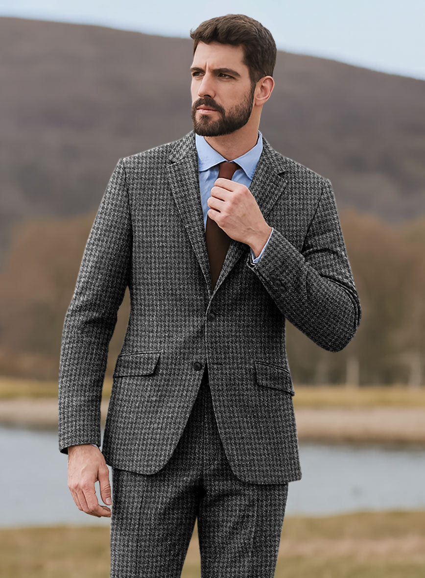 Harris Tweed Houndstooth Dark Gray Jacket - StudioSuits
