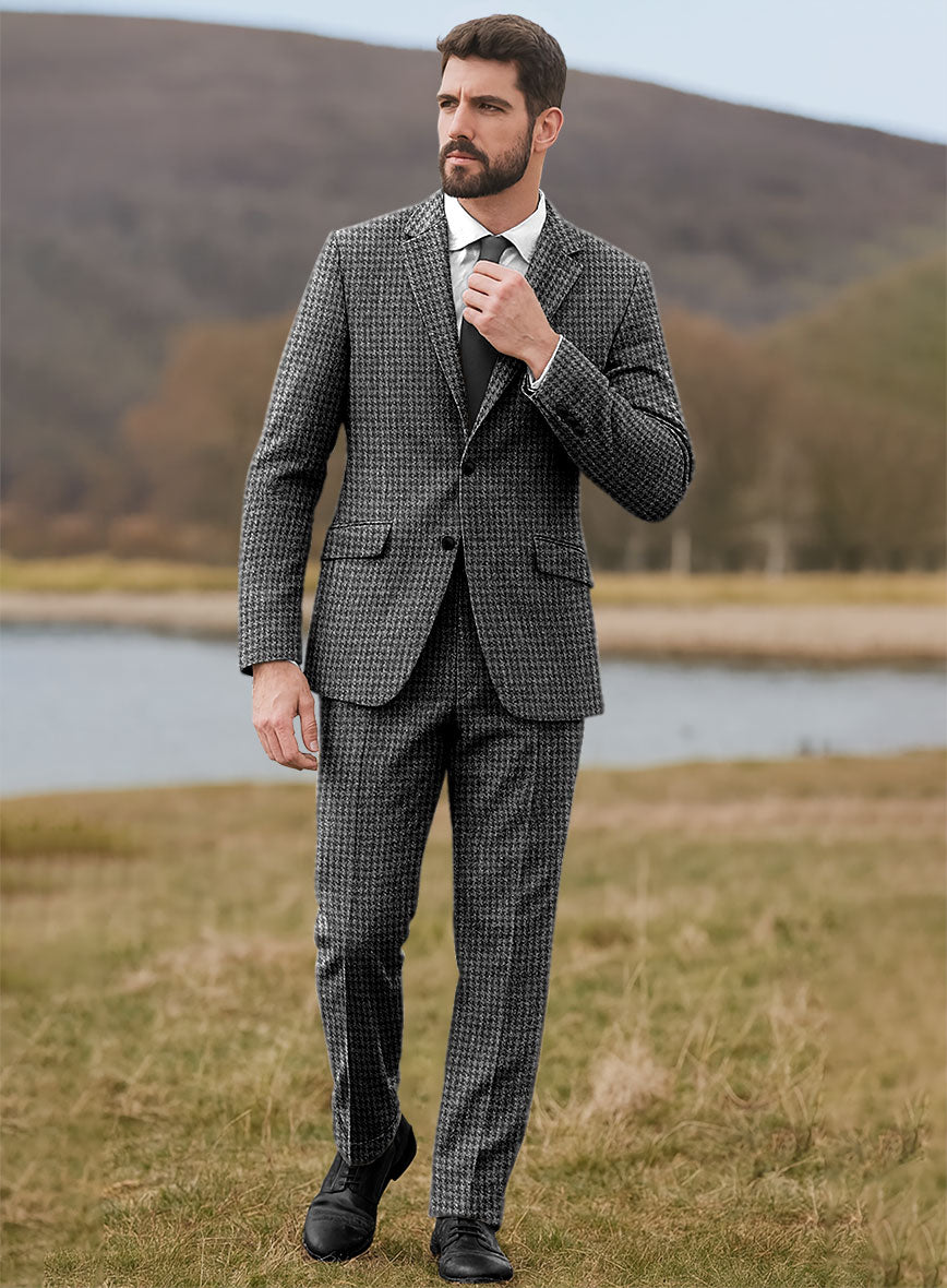 Harris Tweed Houndstooth Dark Gray Suit - StudioSuits