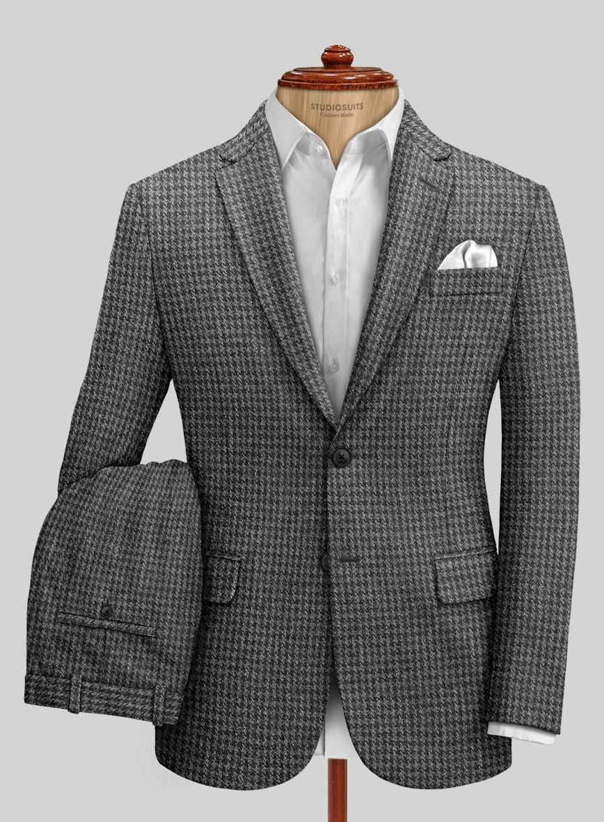 Harris Tweed Houndstooth Dark Gray Suit - StudioSuits