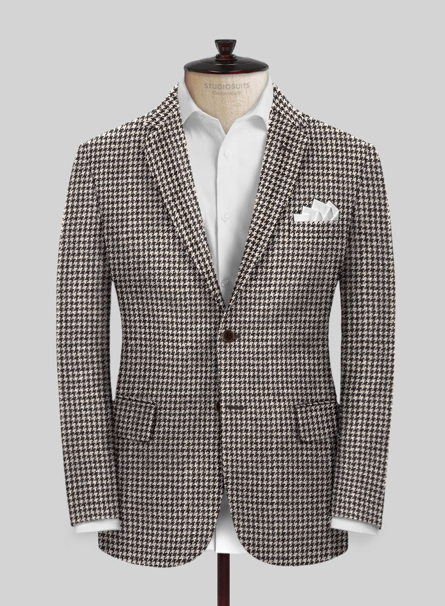 Harris Tweed Houndstooth Ebony Brown Jacket - StudioSuits