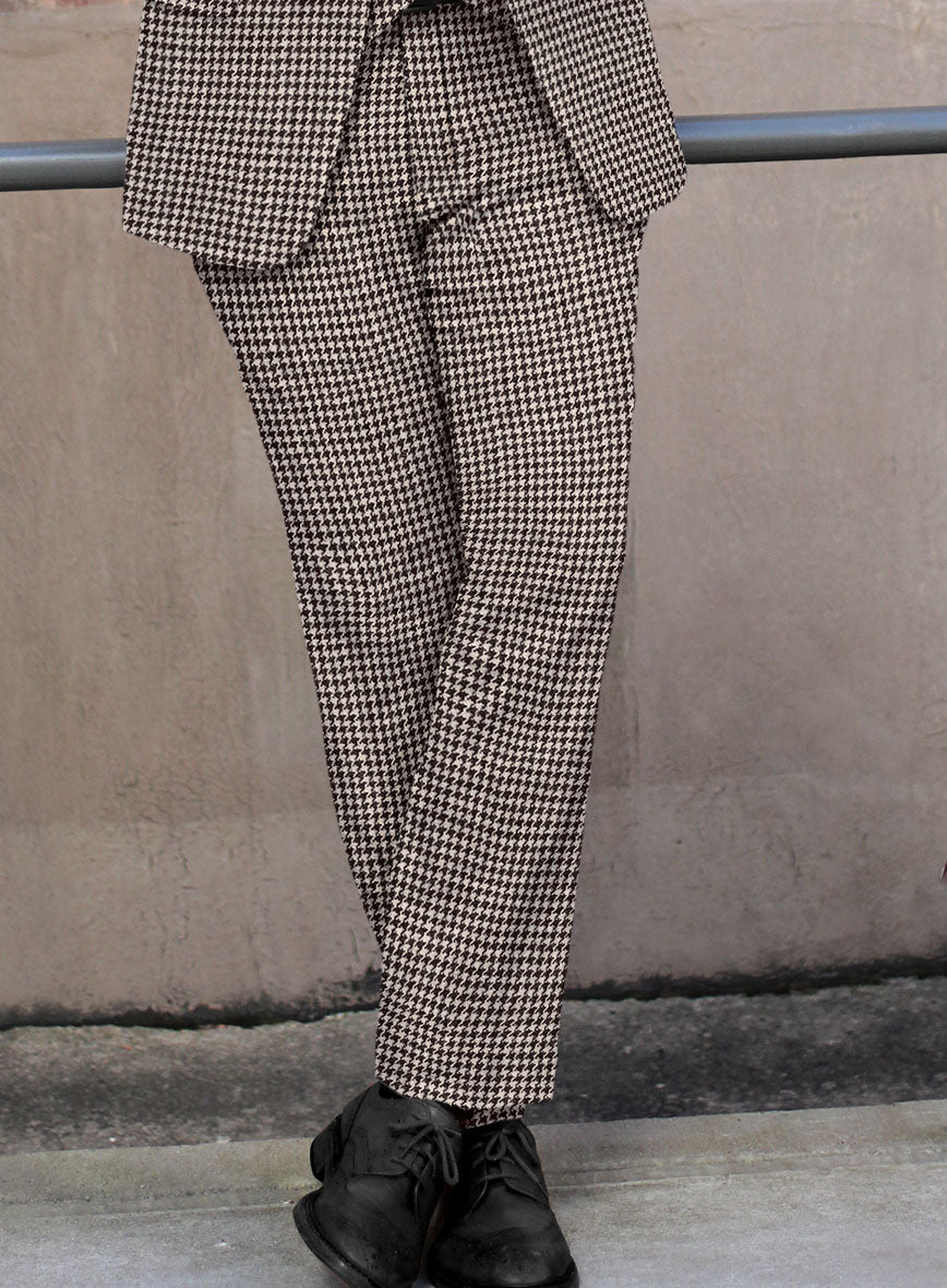 Harris Tweed Houndstooth Ebony Brown Pants - StudioSuits