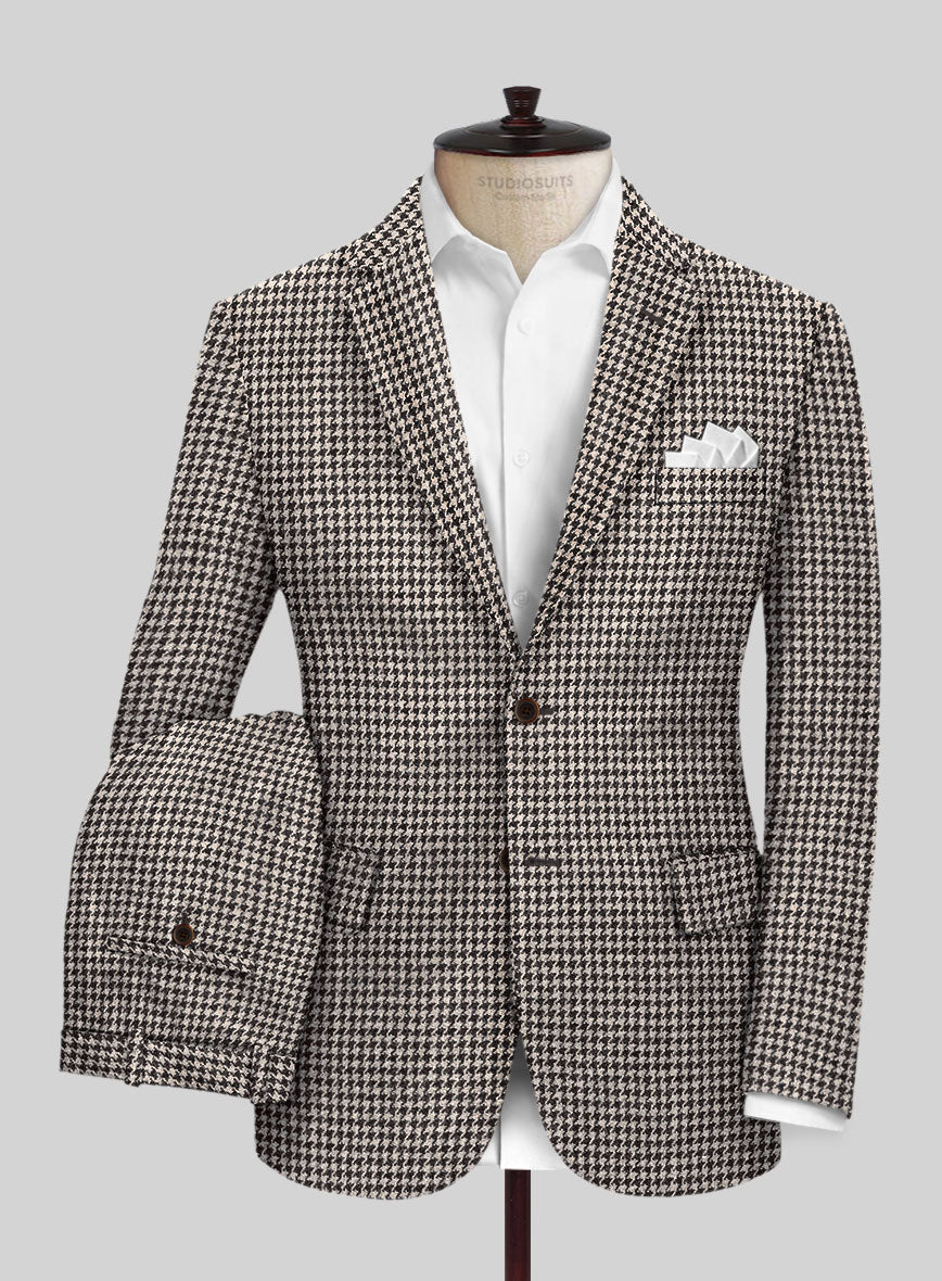 Harris Tweed Houndstooth Ebony Brown Suit - StudioSuits