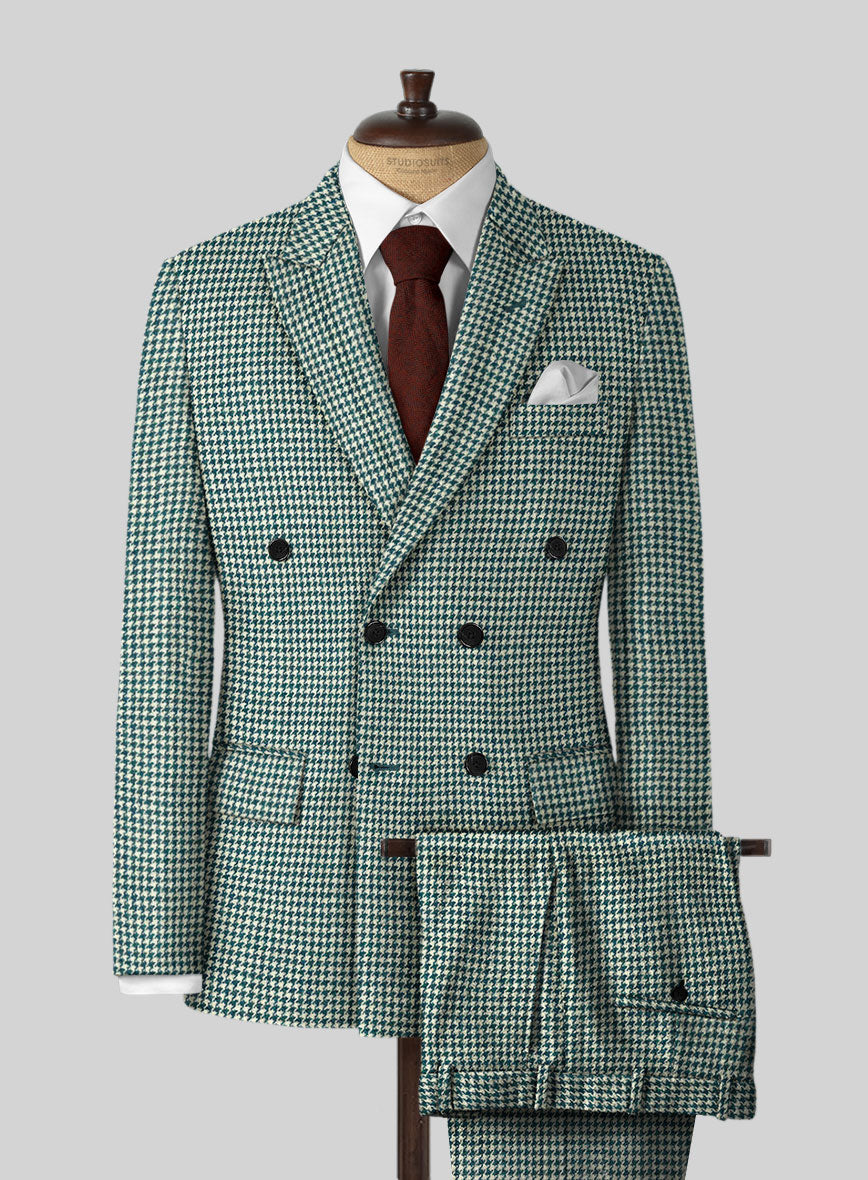 Harris Tweed Houndstooth Green Suit - StudioSuits