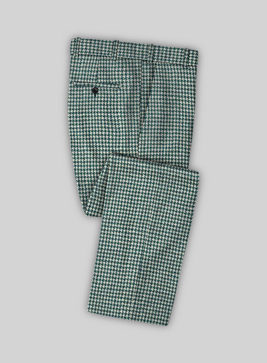 Harris Tweed Houndstooth Green Pants - StudioSuits