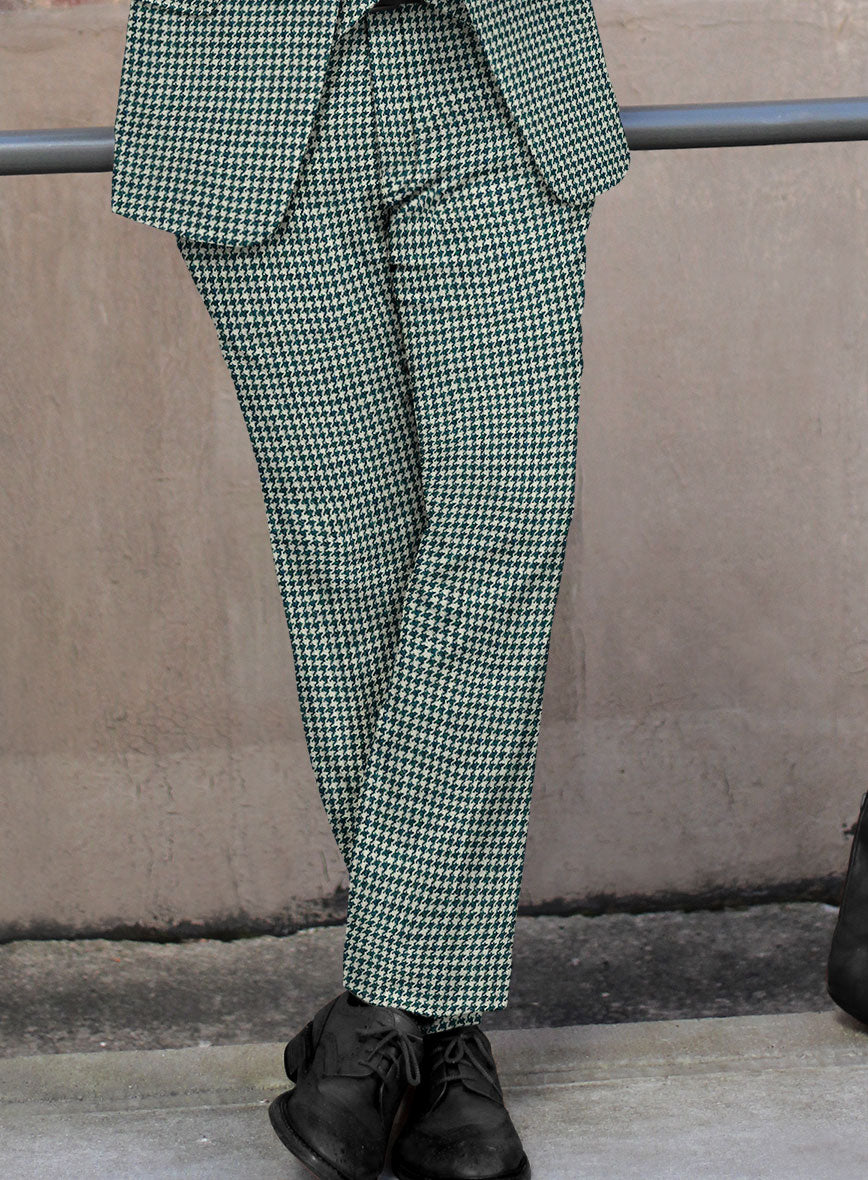 Harris Tweed Houndstooth Green Pants - StudioSuits