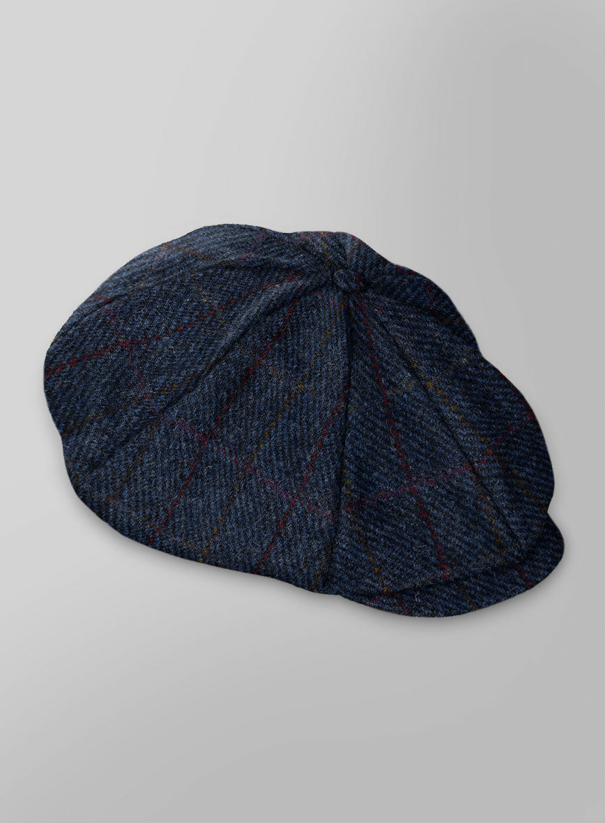 Harris Tweed King Blue Newsboy Cap - StudioSuits