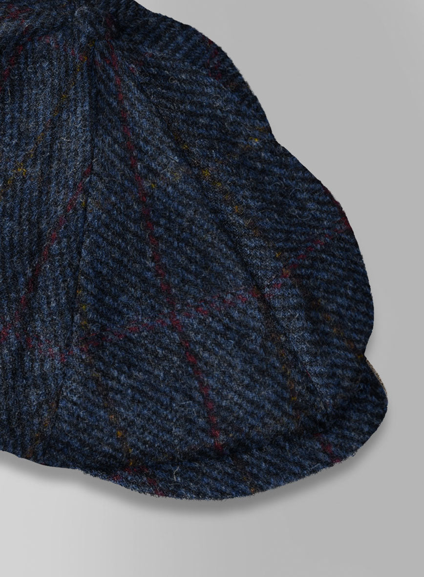 Harris Tweed King Blue Newsboy Cap - StudioSuits
