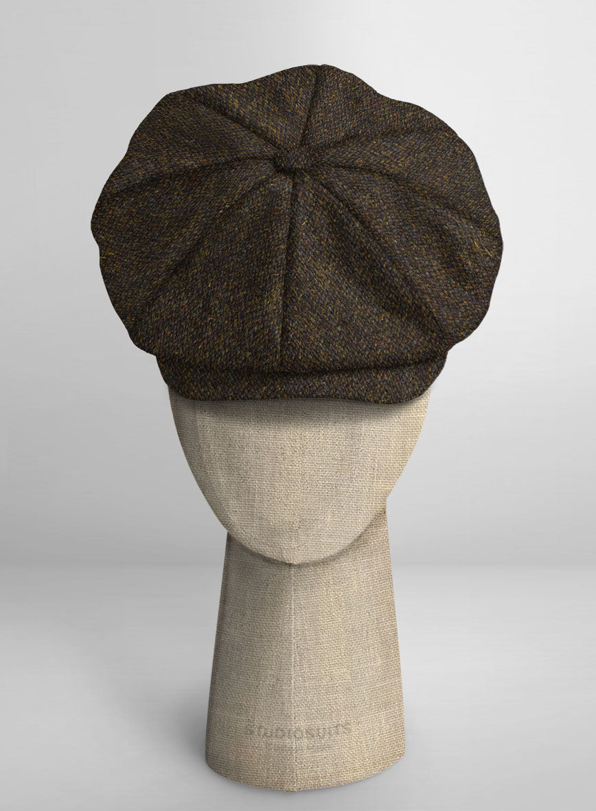 Harris Tweed Melange Brown Newsboy Cap - StudioSuits