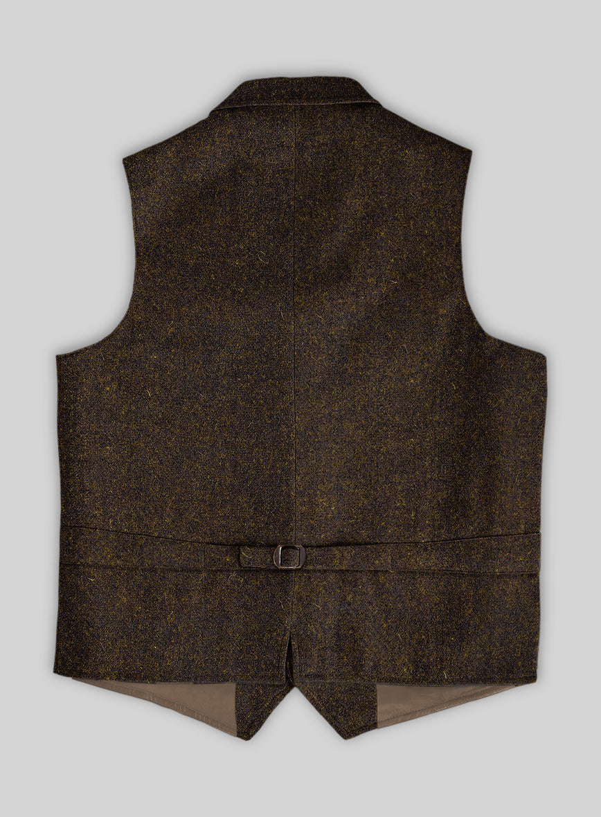 Harris Tweed Melange Dark Brown Hunting Vest - StudioSuits