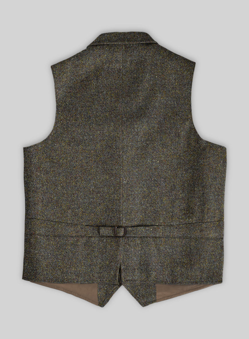Harris Tweed Melange Green Hunting Vest - StudioSuits