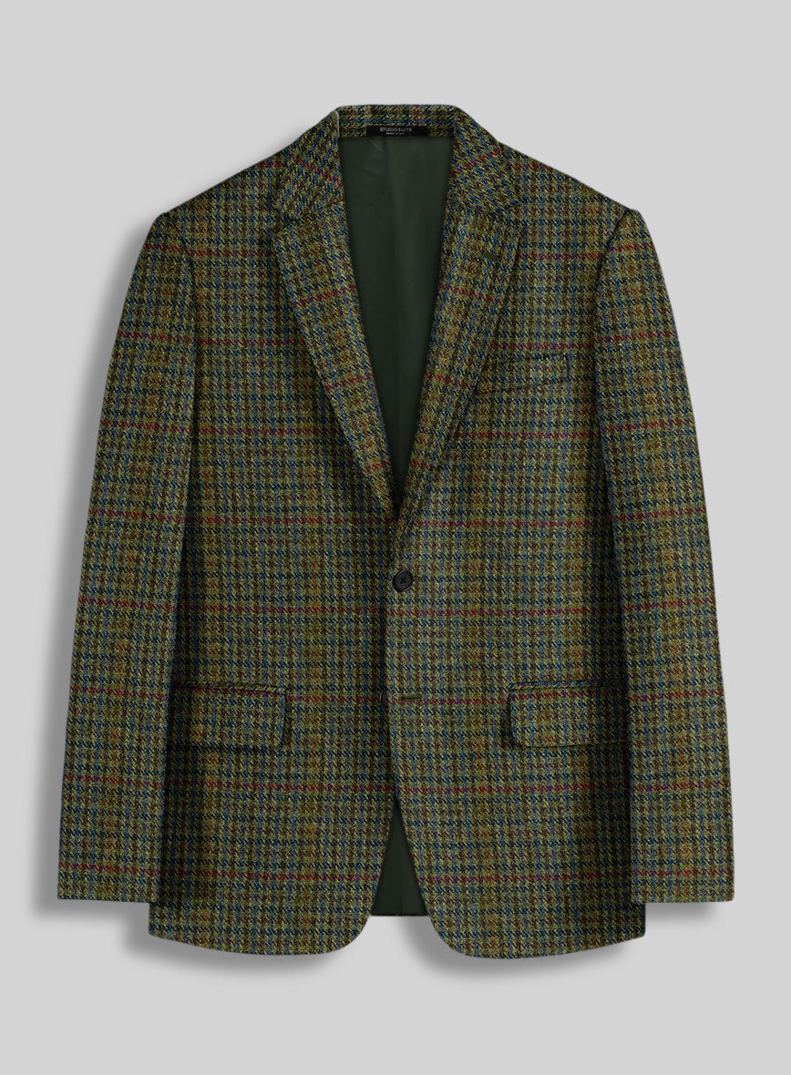 Harris Tweed Moss Green Houndstooth Jacket - StudioSuits