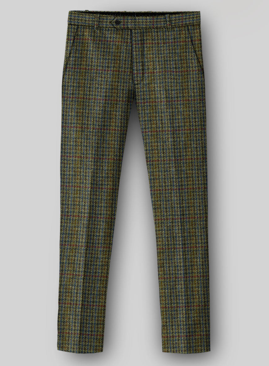 Harris Tweed Moss Green Houndstooth Pants - StudioSuits