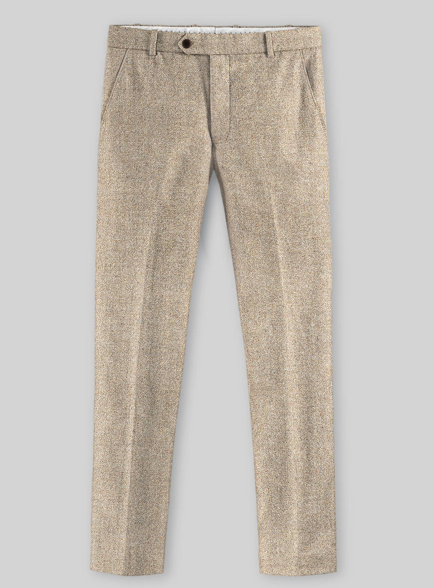 Harris Tweed Oatmoss Hopsack Pants - StudioSuits