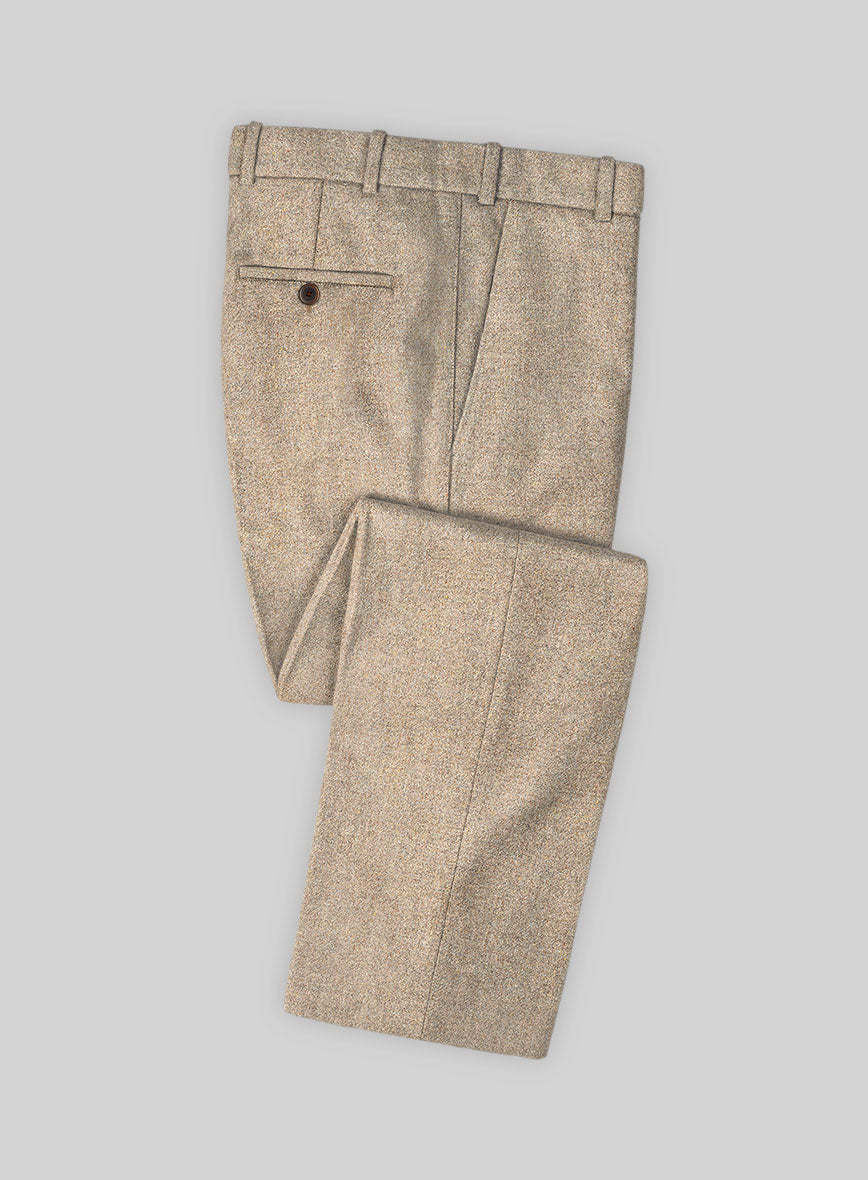 Harris Tweed Oatmoss Hopsack Pants - StudioSuits