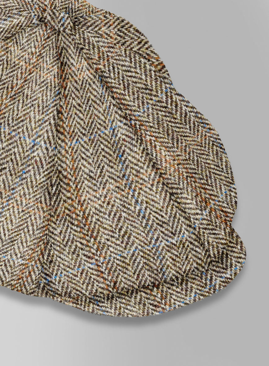Harris Tweed Ranger Brown Newsboy Cap - StudioSuits