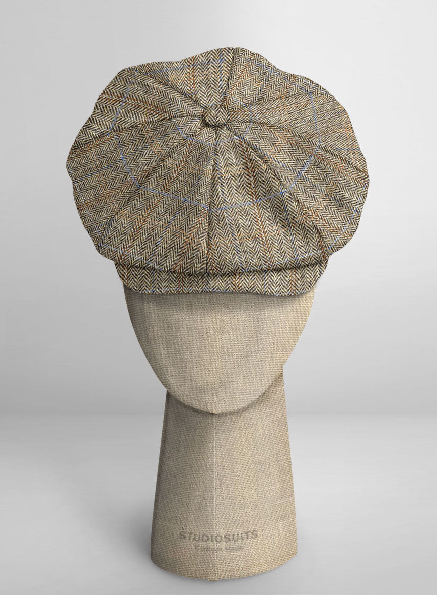 Harris Tweed Ranger Brown Newsboy Cap - StudioSuits
