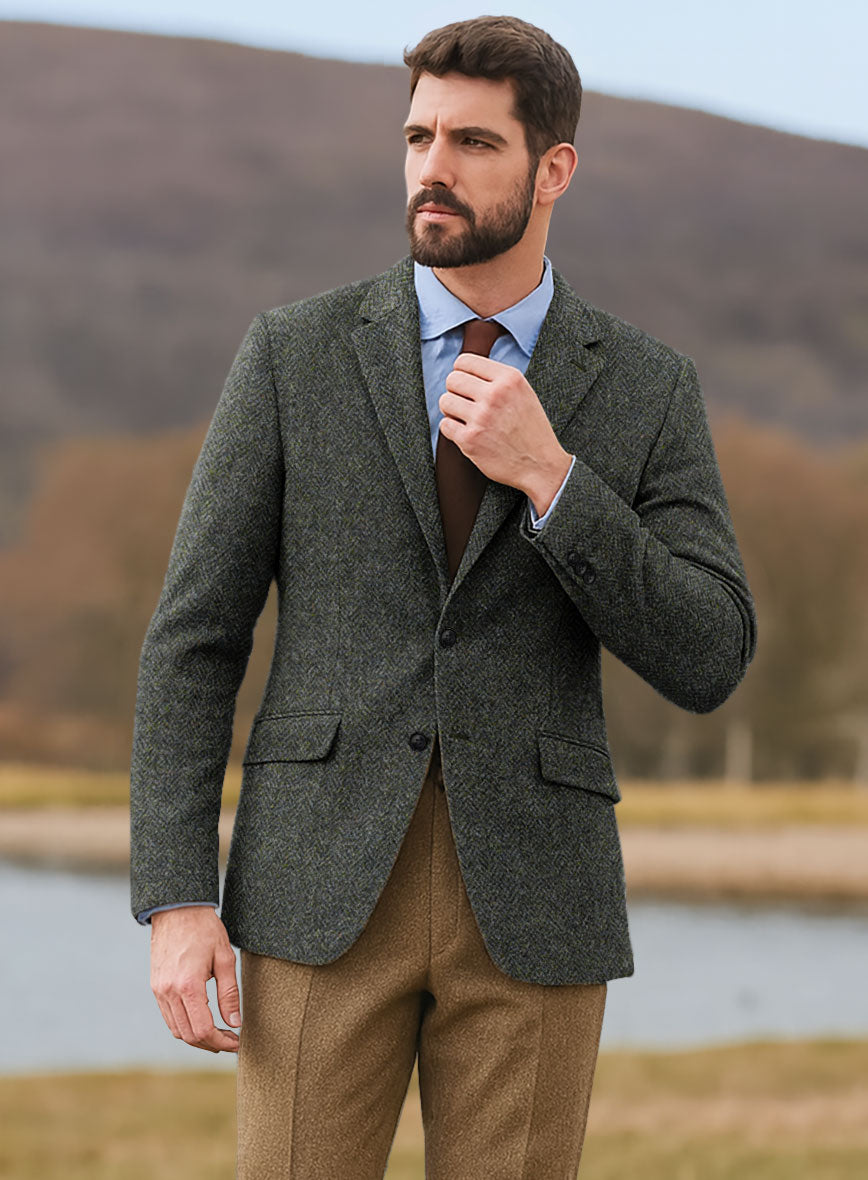 Harris Tweed Ridge Blue Herringbone Jacket - StudioSuits