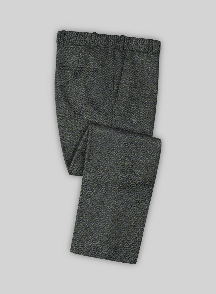 Harris Tweed Ridge Blue Herringbone Pants - StudioSuits
