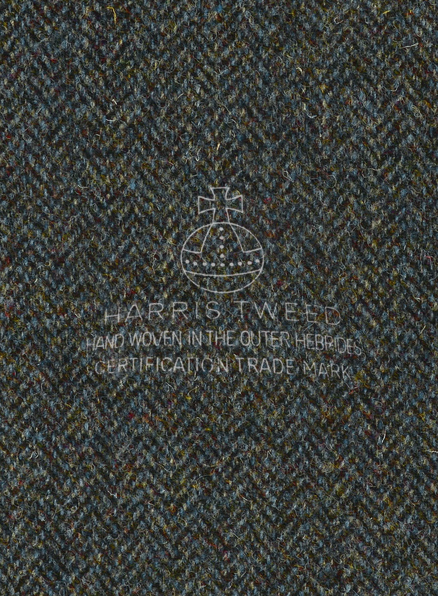 Harris Tweed Ridge Blue Herringbone Pants - StudioSuits