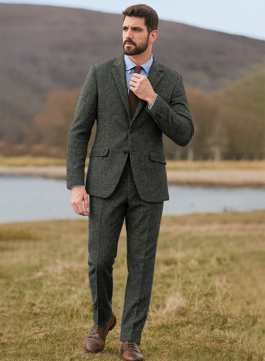美品 SUIT COMPANY HarrisTweed breganze 170 Harris Tweed Ridge Blue Herringbone Suit – StudioSuits