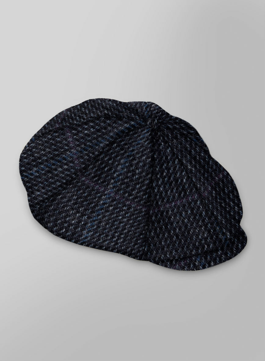 Harris Tweed Rope Blue Newsboy Cap - StudioSuits